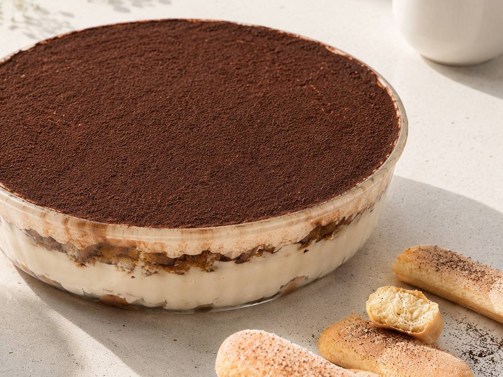 Tiramisu dusted with cocoa